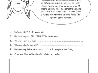 Personal information reading worksheets