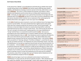 "Othello" A'Level Literature - example essay with annotations