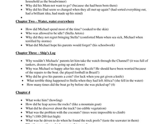 Kensuke's Kingdom Michael Morpurgo chapter questions comprehension