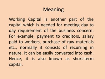 Basics of Working Capital