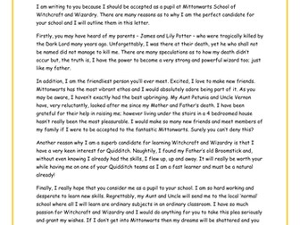 Persuasive Letter Harry Potter Model/Example Text