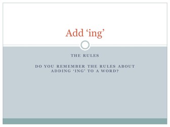 Verbs - Add 'ing'