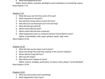 Ghost Stadium by Tom Palmer comprehension questions by chapter