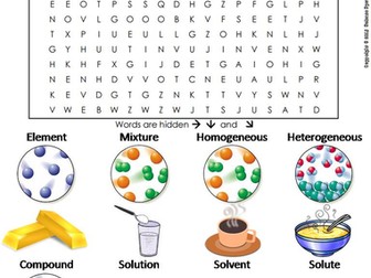 Elements Compounds and Mixtures Word Search