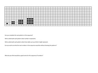 Introduction to square numbers worksheet
