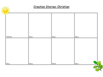 Christian Creation Story: story board worksheet