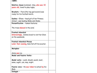 Year 6 Writing Check List