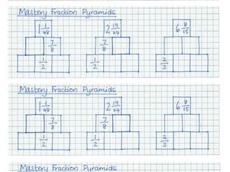 Multiplication pyramids - fractions and mixed numbers