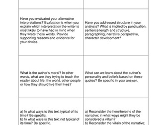 Stretch and Challenge Cards: generic extension tasks for Language and Literature