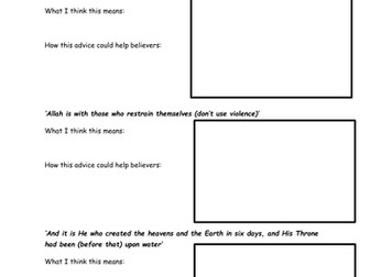KS3 The Importance of The Qur'an to Muslims with 8 mark writing frame