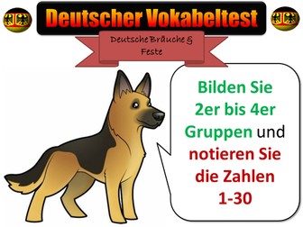 KS4 GCSE German Quiz- Words & Phrases -Topic:German Customs&Festivals [AfL, Test, Vocab, Vocabulary]