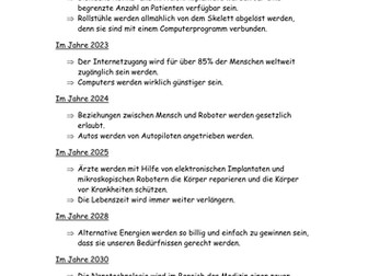 Die Technologie in 100 Jahren - A2 German