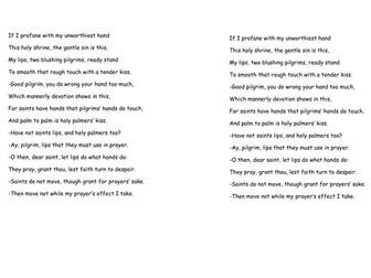 Romeo and Juliet - Sonnets in Act 1 scene 5