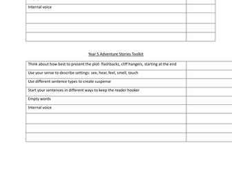 Toolkits (success criteria) examples for Year 5/6