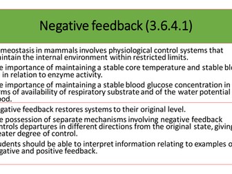 Negative feedback 3.6.4.1 AQA