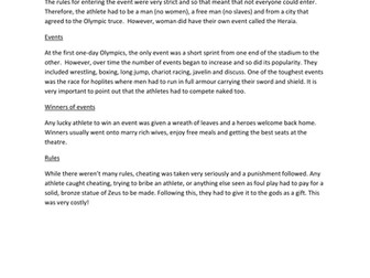 Ancient Greek Olympics Non-Chronological report