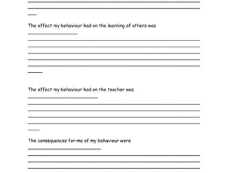 Restorative justice/discipline with dignity - form to facilitate students' evaluation of behaviour