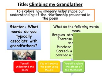 Climbing my grandfather by Andrew Waterhouse poetry lesson