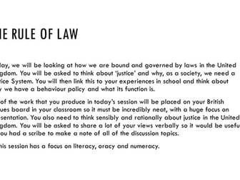 British Vales - The Rule of Law - Lesson on Justice