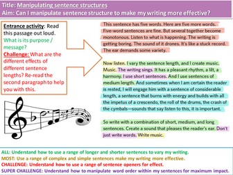 Manipulating structure and punctuation for creative writing