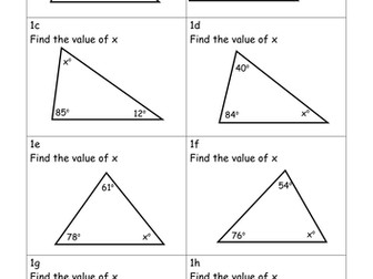 Differentiated Angles in triangles homework
