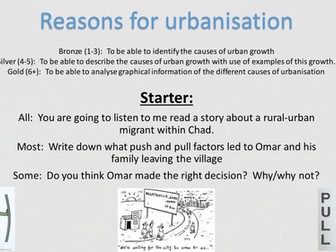 Reasons for urbanisation