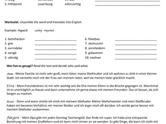 Vocabulary Practice Relationships with Family and Friends new GCSE