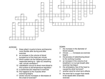 OCR GCSE Short-term effects of exercise crossword (HAP and LAP worksheets)