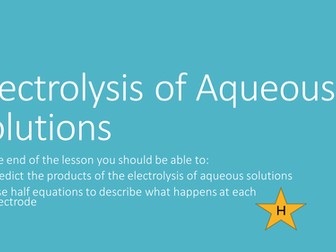 New GCSE AQA Chemistry topic Electrolysis of aqueous solutions