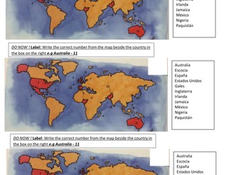 Listos unit 2 tu y yo worksheets on nationalities, flags, countries and descriptions