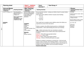 Addition and Subtraction Year 4