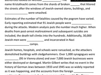 Kristallnacht Cloze Activity