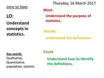 Mathematics Statistics 1 Lessons