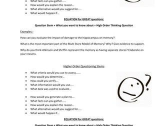 Higher Order Questioning Stems