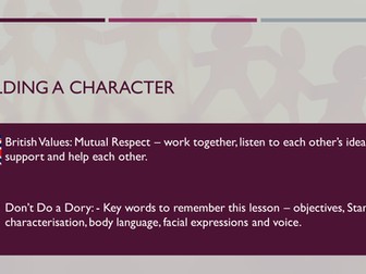 Building a Character - Objectives