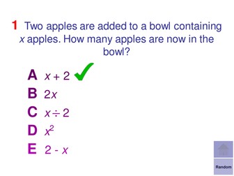 Multiple Choice Starters - Algebra