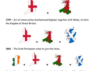 Colourful Information and  activities relating to the UK and its history (flags, symbols, etc)