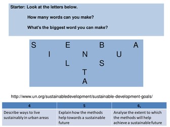AQA Geography. Sustainable Urban Living. Lower ability