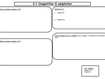KS3 Year 8: Adaptation and Inheritance revision mat