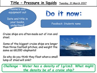 Pressure in liquids