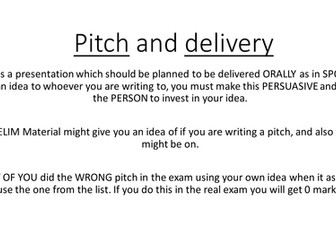 TV Game Shows - AQA - Year 11 - Pitch writing and delivery
