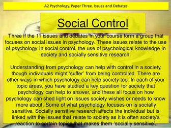 Social control. issues and debates in psychology. edexcel paper three