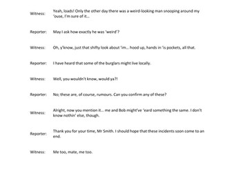 Shifts of formality - Y6 Greater Depth writing lesson