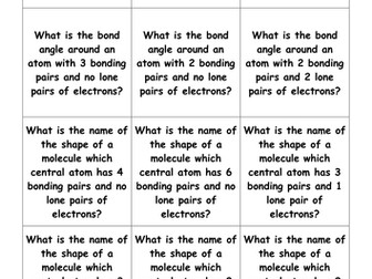 Flash Cards Shapes of Molecules OCR Chemistry A Level