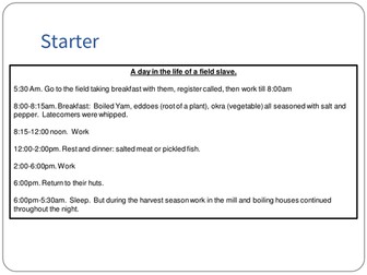 Life on plantation lesson KS3
