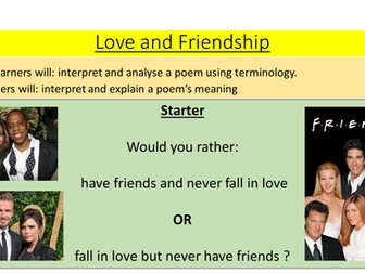 Love and Friendship - OCR Love and Relationships