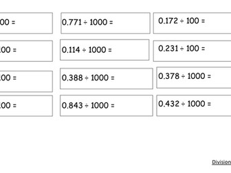 Multiplying and dividing 3dp numbers by 100 and 1000 Year 6