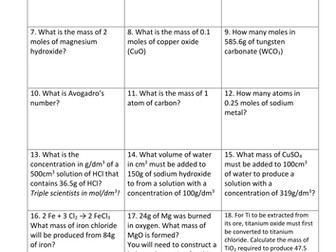 AQA Trilogy - chemistry calculations revision race