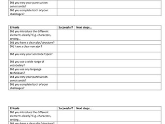 Self/Peer assessment grids for Creative Writing