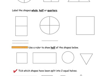 Year 1 Fractions 1/2 and 1/4